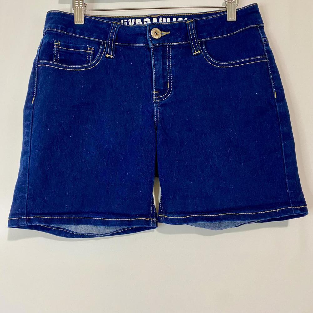 Hydraulic Women's Jean Short Denim High Waist Dark Blue Wash Size 11/12 EUC